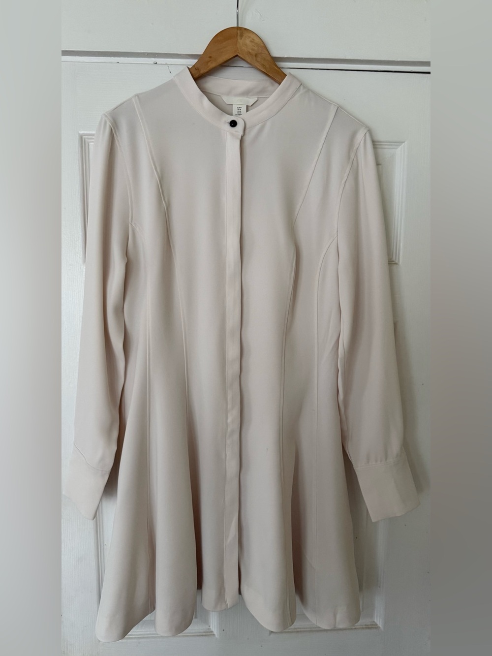 H&M Cream Long-Sleeve Shirt Dress